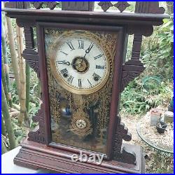 Rare Antique E. N. Welch Eclipse 8 Day Time And Strike Alarm Clock Florida Estate