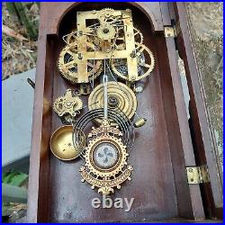 Rare Antique E. N. Welch Eclipse 8 Day Time And Strike Alarm Clock Florida Estate