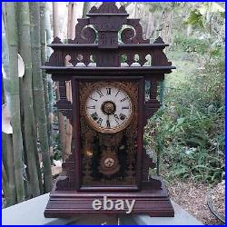 Rare Antique E. N. Welch Eclipse 8 Day Time And Strike Alarm Clock Florida Estate