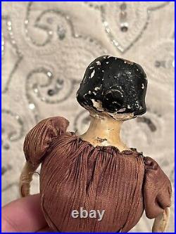 Rare Antique Early 1800's Handmade Grodnertal Type Sewing Doll Primitive Unusual