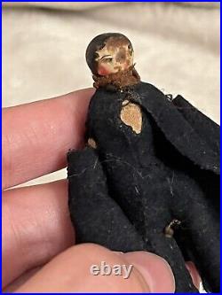 Rare Antique Early 1820s Handmade Grodnertal Wooden 3.25 Doll Orig Clothes