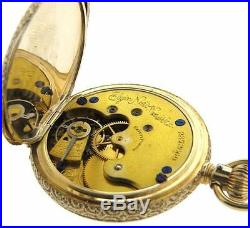 Rare Antique Elgin 14K Hunter Solid Gold Case Pocket Watch Circa 1887
