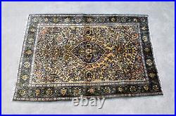 Rare Antique Green Handmade Oriental Rug Vintage Floral Hand Knotted Handwoven