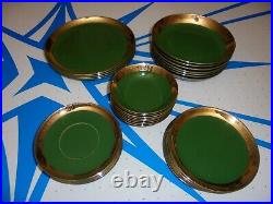 Rare Antique Green O Gold Warranted 22K Vintage Complete Collection Dishes Set
