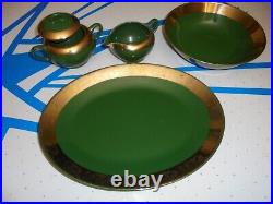 Rare Antique Green O Gold Warranted 22K Vintage Complete Collection Dishes Set