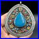 Rare Antique Islamic Silver Plated Torquise Vintage Pendant