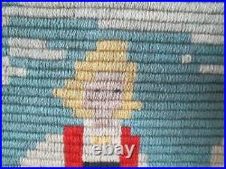 Rare Antique Large Vintage Needlepoint Tapestry Textile Wall Folk Art Americana