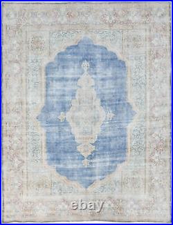 Rare Antique Muted Floral Handmade 9X11'5 Distressed Vintage Oriental Rug Carpet