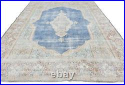 Rare Antique Muted Floral Handmade 9X11'5 Distressed Vintage Oriental Rug Carpet