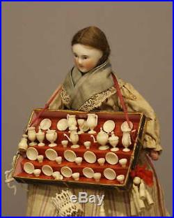 Rare Antique Peddler Doll In Dome