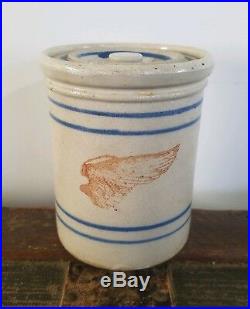Rare Antique Red Wing Pantry Jar WithLid 1lb Small Size Vintage Stoneware Cute