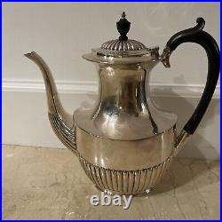 Rare Antique Silver Teapot Wood Handle And Wood Finial Vintage Bruford Plymouth