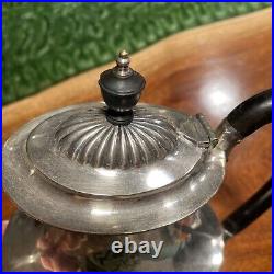 Rare Antique Silver Teapot Wood Handle And Wood Finial Vintage Bruford Plymouth