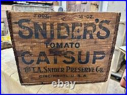 Rare Antique Snider's Pork and Beans shipping crate Wood Box Vtg Catsup