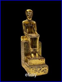 Rare Antique Statue for Pharaoh Imhotep made in Egypt Coated with Gold Leaf BC