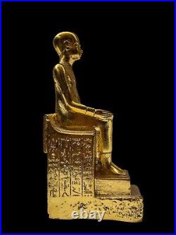 Rare Antique Statue for Pharaoh Imhotep made in Egypt Coated with Gold Leaf BC