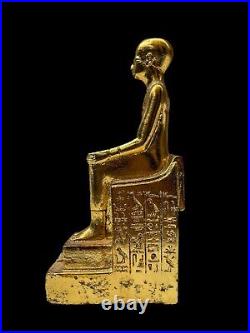 Rare Antique Statue for Pharaoh Imhotep made in Egypt Coated with Gold Leaf BC