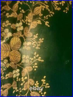 Rare Antique Toleware Tray with Painted Gold Flowers