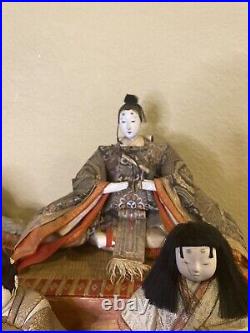 Rare Antique Traditional Japanese Hina Ningyo Dolls Emperor Empress Lot Vintage