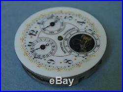 Rare Antique Triple Date Day Moon Phase Pocket Watch Movement withMulti Color Dial