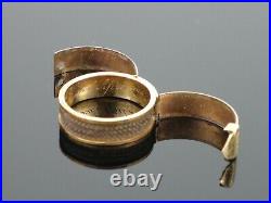 Rare Antique Victorian 1870 Secret Locket Buckle Hair 15K Gold Ring, 3.7g sz 5.5