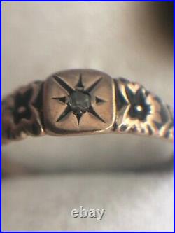 Rare Antique Victorian Edwardian Rose Gold Miners Cut Star Baby Child Ring