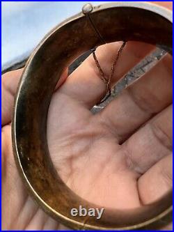 Rare Antique Victorian Vintage Bohemian Garnet 835 Sterling Hinged Bracelet