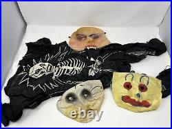 Rare Antique Vintage 1930's Halloween Gauze Skeleton Skull Mask Costume