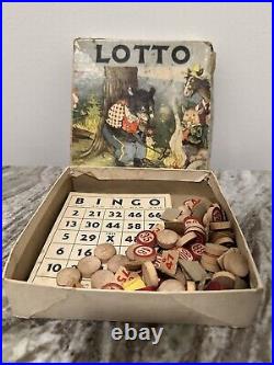 Rare Antique Vintage 19th Century LOTTO (BINGO) Game by Milton Bradley ANIMALS