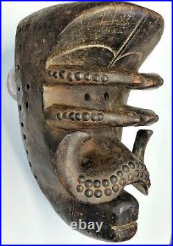 Rare Antique / Vintage African Hand Carved Solid Wood Heavy Mask 12.5x8x6.5