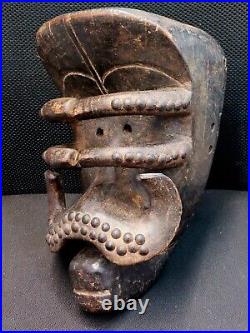 Rare Antique / Vintage African Hand Carved Solid Wood Heavy Mask 12.5x8x6.5