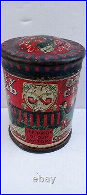 Rare Antique Vintage City Club Tobacco Cigar Pipe Smoke Canister Tin Dome LID