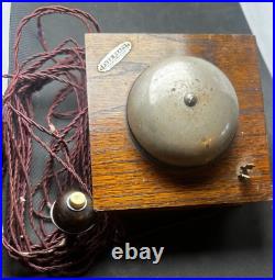 Rare Antique Vintage Ever Ready Electric Door Railway Butler Alarm Bell Wood