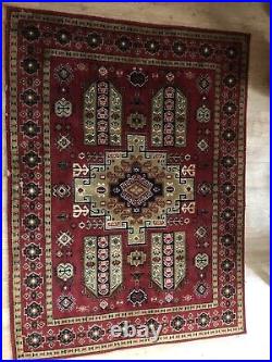 Rare Antique Vintage Handmade Wool Rug 4ft 9 X 6ft 4 Made/Imported to USSR