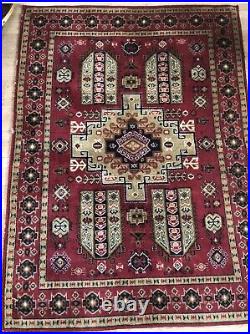 Rare Antique Vintage Handmade Wool Rug 4ft 9 X 6ft 4 Made/Imported to USSR