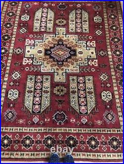 Rare Antique Vintage Handmade Wool Rug 4ft 9 X 6ft 4 Made/Imported to USSR