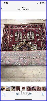 Rare Antique Vintage Handmade Wool Rug 4ft 9 X 6ft 4 Made/Imported to USSR