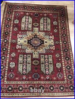 Rare Antique Vintage Handmade Wool Rug 4ft 9 X 6ft 4 Made/Imported to USSR