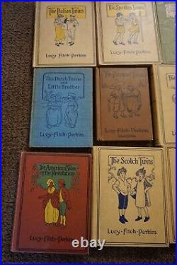 Rare Antique Vintage Lucy Fitch Perkins TWINS Books lot 17 kids books