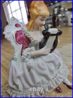 Rare Antique Vintage Meissen style Dresden Lace Porcelain Figure Lady of Beauty