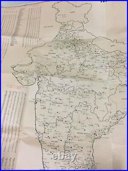 Rare Antique Vintage Old Map Of India Towns Paper East Pakistan Size 80/29