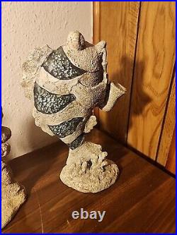 Rare Antique Vintage Stone Crab, Starfish, And Fish Band 10.5 Inches Tall