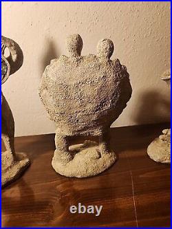 Rare Antique Vintage Stone Crab, Starfish, And Fish Band 10.5 Inches Tall