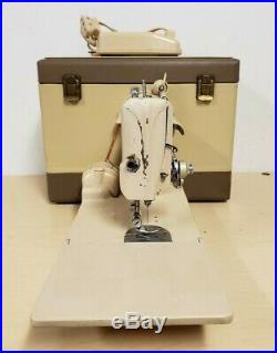 Rare Antique Vintage Tan 221K Singer Featherweight Sewing Machine & Case