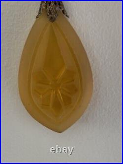 Rare Antique Vintage Victorian Amber Glass Intaglio Pendent W Chain Make Offer