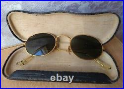 Rare Antique Vintage eye Glasses With Case Ray Ban USA gold plated w 0976 xsas