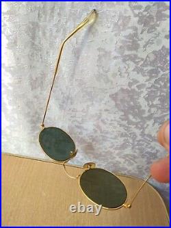 Rare Antique Vintage eye Glasses With Case Ray Ban USA gold plated w 0976 xsas