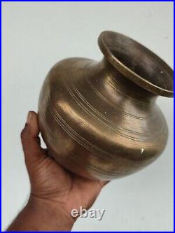 Rare Antique Water Pot Round Shape Brass Vessel Collectible Kitchenware / 1140g