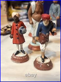 Rare Antique india colonial clay figures LOT Of 20 Vintage india clay figurine
