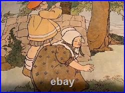 Rare Antique lithograph of the nursery rhyme Jack and Jill copyrighted 1917